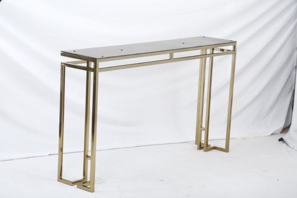 میز کنسول مستطیلی مدل دو خط، خرید میز کنسول طرح پایه فلزی ارزان و ساده