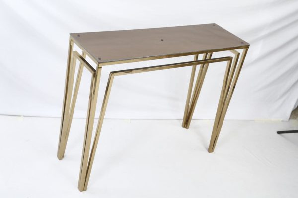 قیمت میز کنسول مدل پایه لوزی مستطیل شکل رنگ طلایی نقره ای